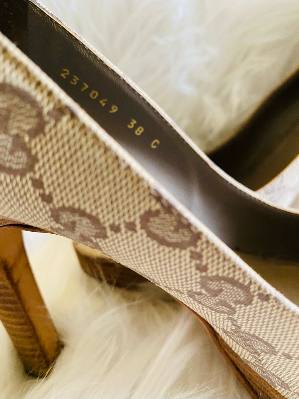 🛍️Gucci Authentic Horsebit Canvas Peep-Toe Pumps & All Original Packaging - Picture 11 of 17
